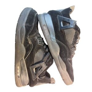 Jordan 4 Retro Black Cat Triple Black Suede Sneakers 555331-006 Size 7 Salvage